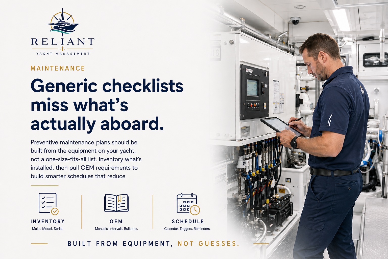 Preventive maintenance plans should be built from the actual equipment aboard, not guesses or generic checklists